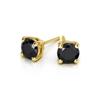 DiamondX 14K Yellow Solid Gold Created Black Diamond 1/4Ct, 1/2Ct, 1Ct, 2Ct, 3CT Round and Princess Stud Earrings 2 Pairs