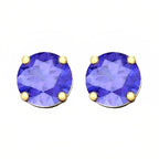 DiamondX 18k Yellow Gold 2 Pair Created Tanzanite 6mm Round & Princess Cut Stud Earrings Plated