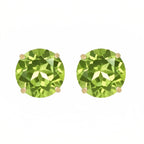 DiamondX 18k Yellow Gold 2 Pair Created Peridot 4mm Round & Princess Cut Stud Earrings Plated