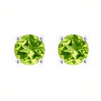 DiamondX 18k White Gold 2 Pair Created Peridot 6mm Round & Princess Cut Stud Earrings Plated