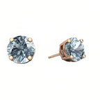DiamondX 18k Rose Gold 2 Pair Created Aquamarine 4mm, 6mm Round & Princess Cut Stud Earrings Plated