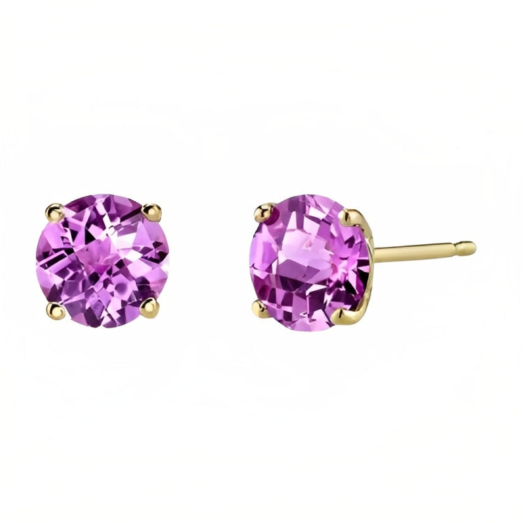 DiamondX 18k Yellow Gold 2 Pair Created Tourmaline 4mm Round & Princess Cut Stud Earrings Plated