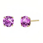 DiamondX 18k Yellow Gold 2 Pair Created Tourmaline 4mm Round & Princess Cut Stud Earrings Plated