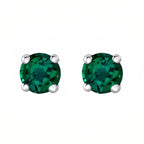 DiamondX 18k White Gold 2 Pair Created Emerald 4mm Round & Princess Cut Stud Earrings Plated