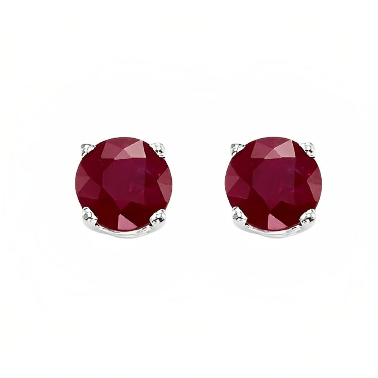 DiamondX 18k White Gold 2 Pair Created Ruby 6mm Round Princess Cut Stud Earrings Plated