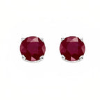 DiamondX 18k White Gold 2 Pair Created Ruby 6mm Round Princess Cut Stud Earrings Plated