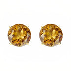 DiamondX 18k Yellow Gold 2 Pair Created Citrine 4mm Round & Princess Cut Stud Earrings Plated