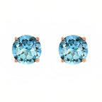 DiamondX 18k Rose Gold 2 Pair Created Blue Topaz 4mm, 6mm Round & Princess Cut Stud Earrings Plated