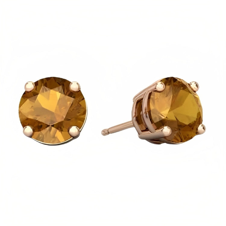 DiamondX 18k Rose Gold 2 Pair Created Citrine 4mm Round & Princess Cut Stud Earrings Plated