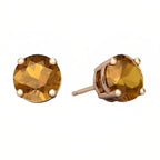DiamondX 18k Rose Gold 2 Pair Created Citrine 4mm Round & Princess Cut Stud Earrings Plated