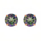 DiamondX 18k Rose Gold 2 Pair Created Mystic 4mm, 6mm Round & Princess Cut Stud Earrings Plated