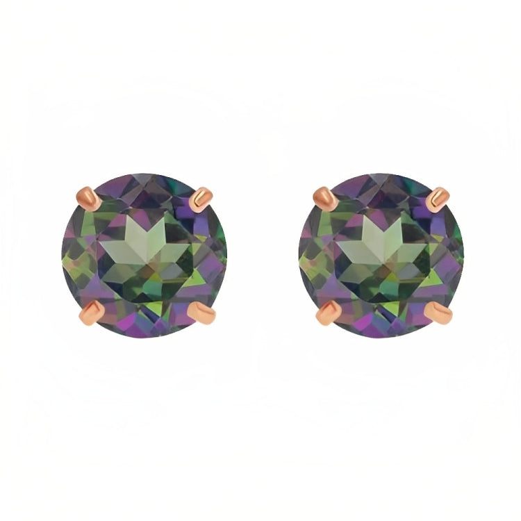 DiamondX 18k Rose Gold 2 Pair Created Mystic 4mm, 6mm Round & Princess Cut Stud Earrings Plated