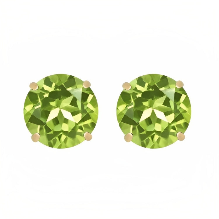 DiamondX 18k Yellow Gold 2 Pair Created Peridot 4mm, 6mm Round & Princess Cut Stud Earrings Plated