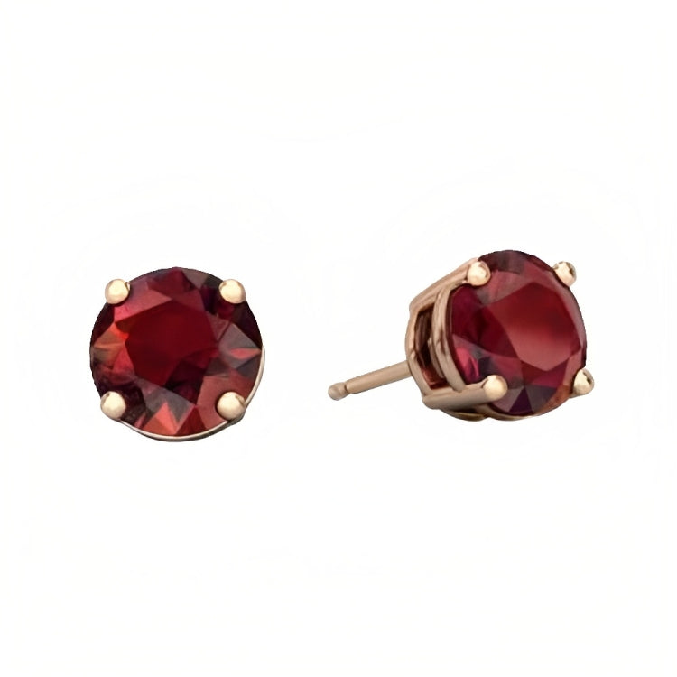 DiamondX 18k Rose Gold 2 Pair Created Garnet 4mm, 6mm Round & Princess Cut Stud Earrings Plated