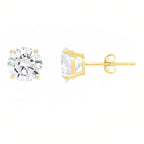18k Yellow Gold 2 Pair Moissanite Round & Princess Cut Stud Earrings Plated 6mm By DiamondX