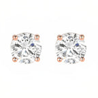 18k Rose Gold 2 Pair Moissanite Round & Princess Cut Stud Earrings Plated 6mm By DiamondX