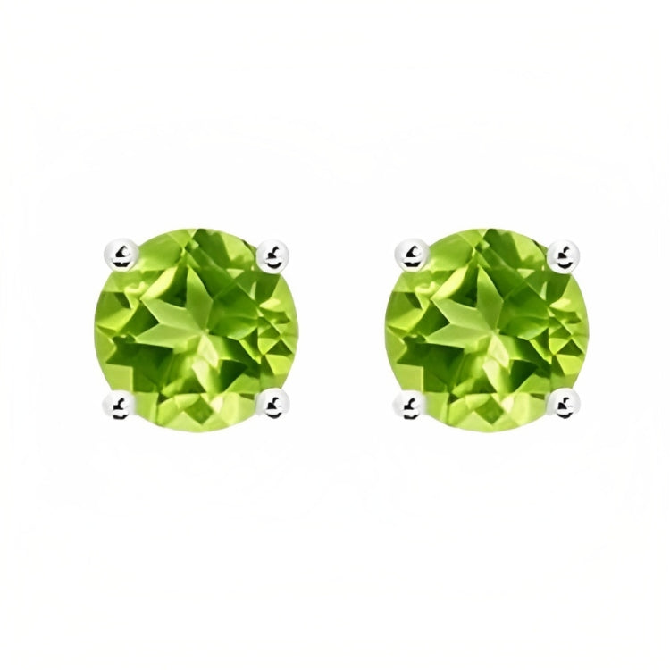 DiamondX 18k White Gold 2 Pair Created Peridot 4mm Round & Princess Cut Stud Earrings Plated