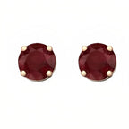 DiamondX 18k Rose Gold 2 Pair Created Ruby 6mm Round & Princess Cut Stud Earrings Plated
