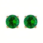 DiamondX 18k Yellow Gold 2 Pair Created Emerald 6mm Round & Princess Cut Stud Earrings Plated