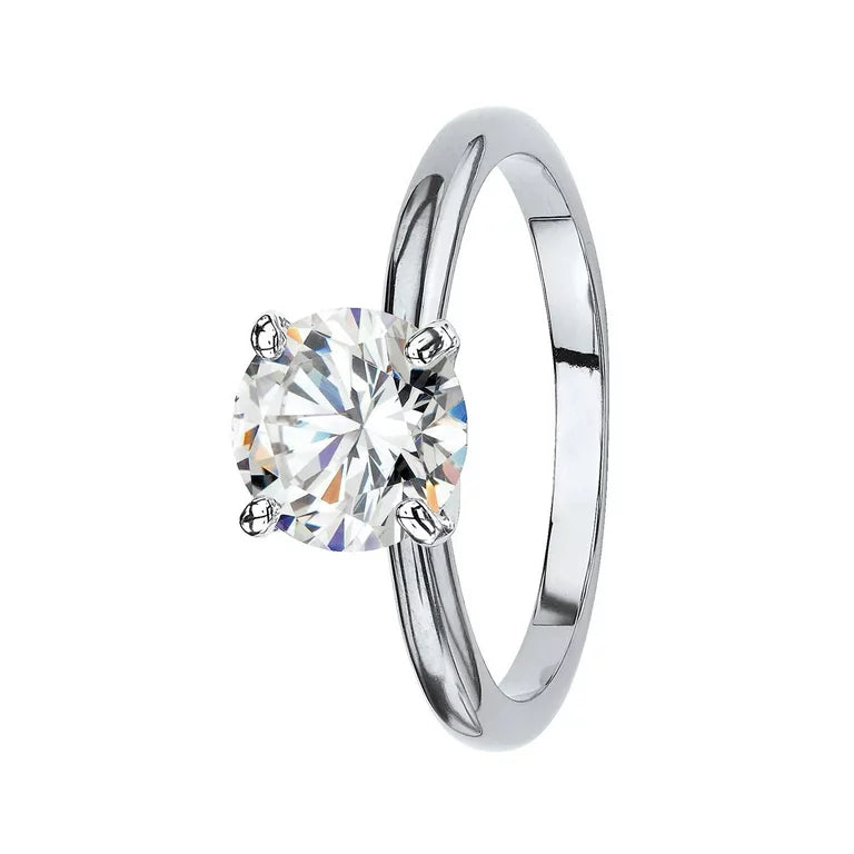DiamondX 18K White Gold 2ct Created White Sapphire Round Engagement Wedding Ring Plated Sizes 5-10