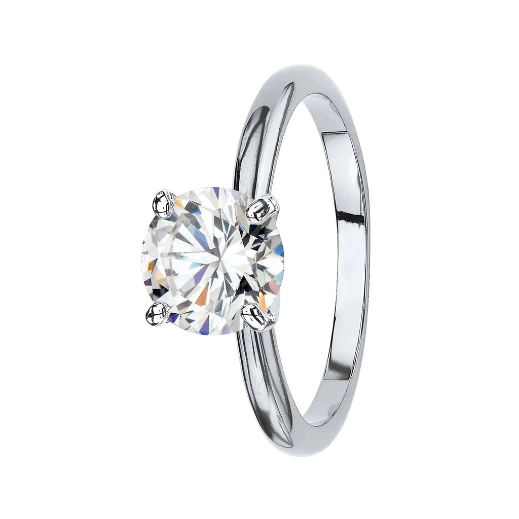 DiamondX 18K White Gold 4ct Created White Sapphire Round Engagement Wedding Ring Plated Sizes 5-10