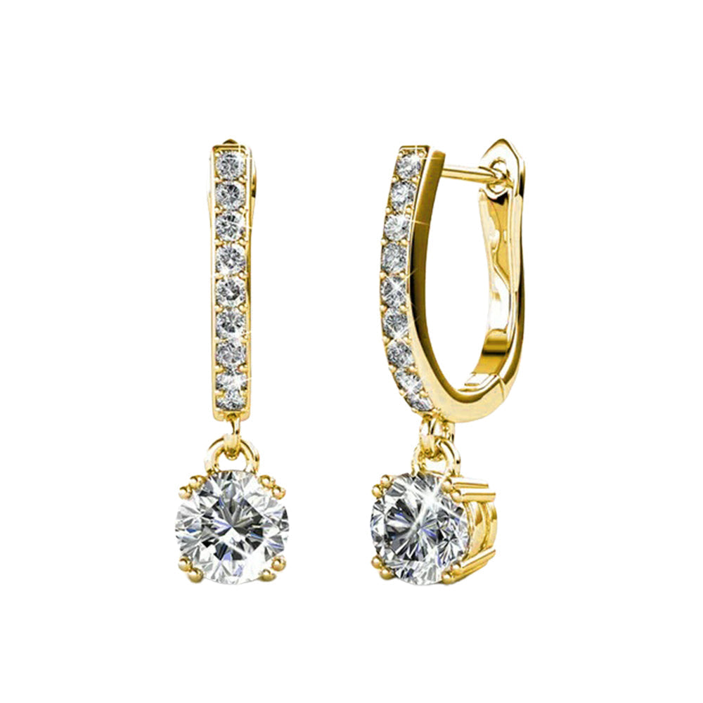 DiamondX 18K Yellow Gold 4Ct Created White Sapphire Dangling Earrings Plated