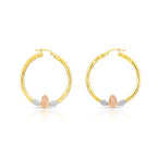 14k Tri Color Gold Hoop with Guadeloupe and Diamond Cut