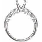 14K White Gold 6.5 mm Round .03 CTW Natural Diamond Semi-Set Engagement Ring