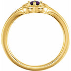 14K Yellow Gold Natural Amethyst Youth Flower Ring