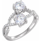 14K White Gold 6 mm Forever One™ Lab-Grown Moissanite & 1/5 CTW Natural Diamond Ring