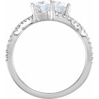 14K White Gold 6 mm Forever One™ Lab-Grown Moissanite & 1/5 CTW Natural Diamond Ring