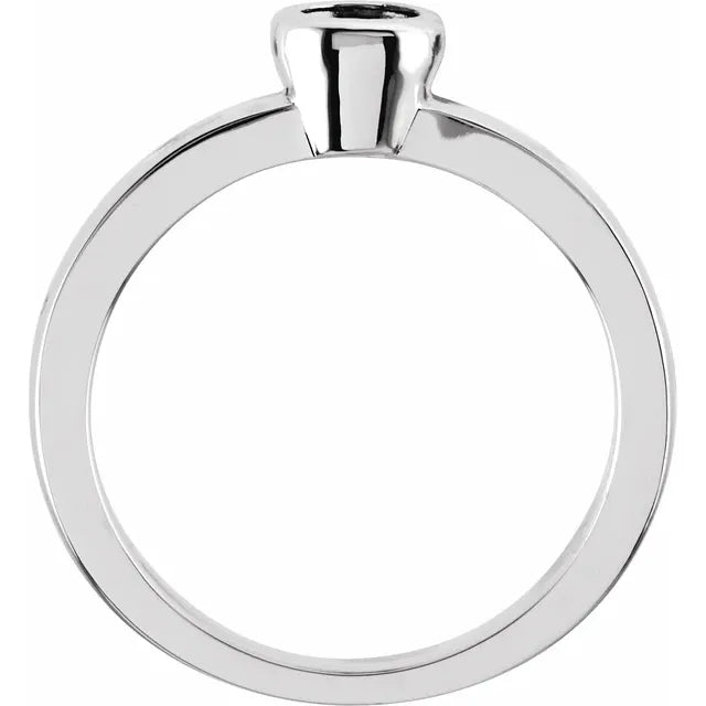 14K White Gold 4 mm Round Bezel-Set Solitaire Ring Mounting