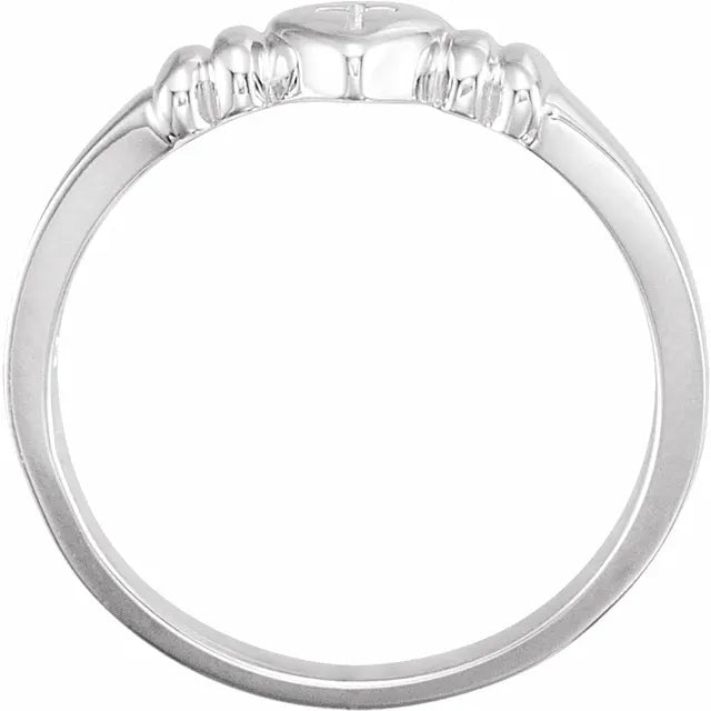 14K White Gold Heart & Cross Chastity Ring