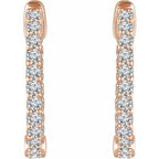 14K Rose Gold 1 CTW Natural Diamond Inside-Outside Hoop Earrings