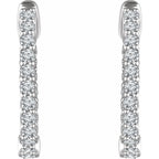 14K White Gold 1 CTW Natural Diamond Inside-Outside Hoop Earrings