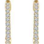 14K Yellow Gold 1 CTW Natural Diamond Inside-Outside Hoop Earrings