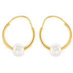 14K Yellow Gold Youth Freshwater Cultured Pearl Huggie Earrings