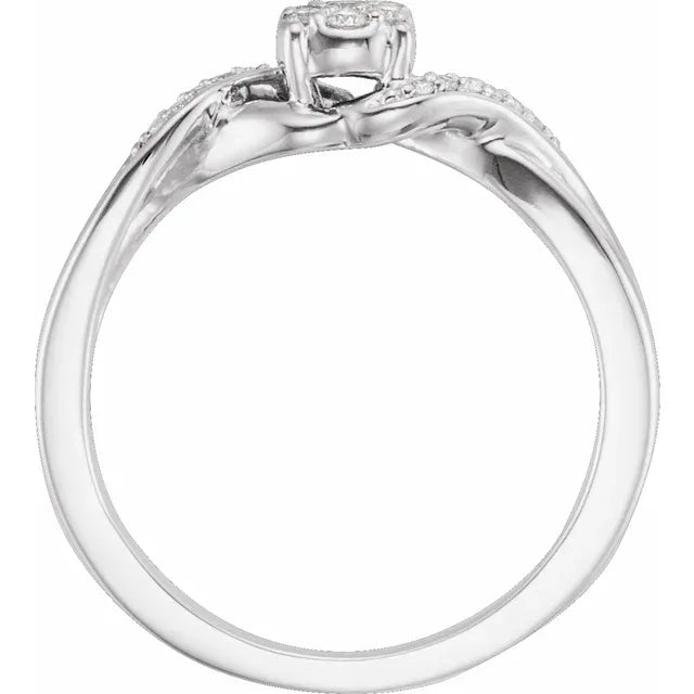 10K White Gold 1/8 CTW Natural Diamond Cluster Promise Ring