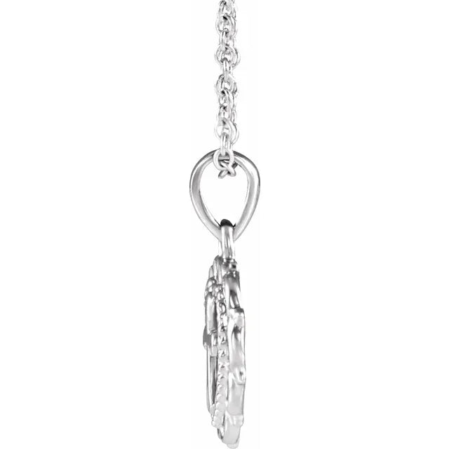 14K White Gold Youth Heart with Cross 16-18" Necklace