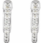 14K White Gold 1/2 CTW Natural Diamond Inside-Outside Hinged Hoop Earrings