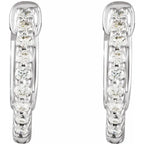 14K White Gold 1/4 CTW Natural Diamond Inside-Outside Hinged Hoop Earrings