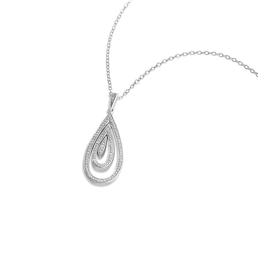 DiamondX 1/8 Carat Genuine Diamond Dangle Pendant in Sterling Silver with 18" Chain