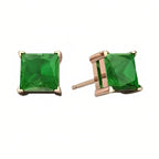 DiamondX 18k Rose Gold 2 Pair Created Emerald 4mm, 6mm Round & Princess Cut Stud Earrings Plated
