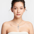 DiamondX 18K White Gold 4Ct Love Heart & Cross Necklace For Women Plated