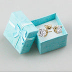 10k Yellow Gold Created White Sapphire CZ 2 Carat Round Stud Earrings Plated