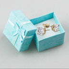 10k Yellow Gold Created White Sapphire CZ 4 Carat Round Stud Earrings Plated