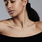 DiamondX 18K Yellow Gold A-Z Alphabet Created White Sapphire Necklace Initial Plated