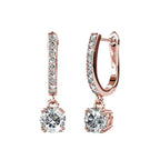DiamondX 18K Rose Gold 4Ct Created White Sapphire Dangling Earrings Plated