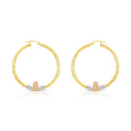 14k Tri Color Gold Hoop with Guadeloupe and Diamond Cut