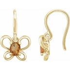 14K Yellow Gold Oval November Youth Butterfly Birthstone Earrings
